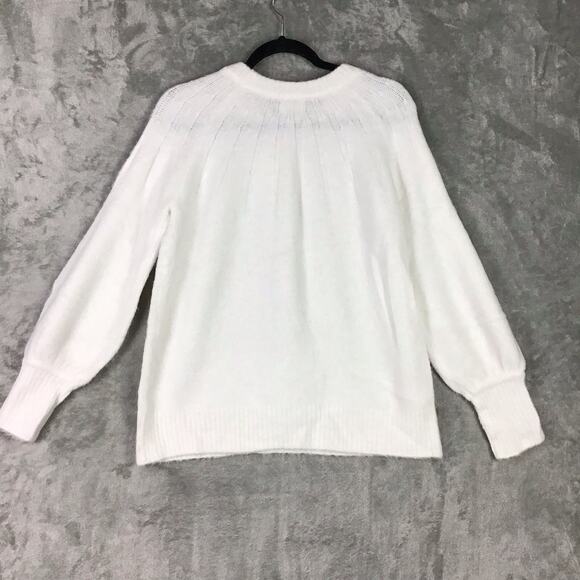 Caslon Women’s Cream Rib Yoke Pullover Sweater Long Sleeve Size Medium NWT - Picture 14 of 14